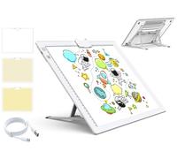 QENSPE Tablette Lumineuse LED A3 Sans Fil avec Support, Table Lumineuse de Dessin Alimentée par Batterie, 3 Modes de Couleurs 6 Niveaux de Lumières Dimmables pour Peinture, Croquis, Calligraphie Blanc