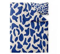 QEODAH Housse de Couette 160x200 Abstrait - Parure de Lit 2 Personnes Motif Bleu, Ensemble de Literie Imprimée en Microfibre Douce avec Fermeture éclair, 2 taies d'oreiller 65x65 cm