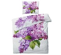 QEODAH Housse de Couette 200x200 Lavande - Parure de Lit 2 Personnes Motif Fleur, Ensemble de Literie Imprimée en Microfibre Douce avec Fermeture éclair, 2 taies d'oreiller 65x65 cm