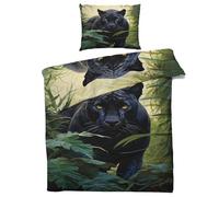 QEODAH Housse de Couette 220x240 Panthère Noire - Parure de Lit 2 Personnes Animaux de la Jungle, Ensemble de Literie Imprimée en Microfibre Douce avec Fermeture éclair, 2 taies d'oreiller 65x65 cm