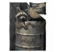 QEODAH Housse de Couette 220x240 Raton Laveur - Parure de Lit 2 Personnes Motif Animaux Drôle, Ensemble de Literie Imprimée en Microfibre Douce avec Fermeture éclair, 2 taies d'oreiller 65x65 cm