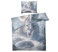 QEODAH Parure de Lit 220x240 Dragon Chinois - Housse de Couette 2 Personnes Motif Orientale, Ensemble de Literie Imprimée en Microfibre Douce avec Fermeture éclair, 2 taies d'oreiller 65x65 cm