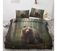 QEODAH Parure de Lit 220x240 Ours - Housse de Couette 2 Personnes Motif Animaux Sauvage, Ensemble de Literie Imprimée en Microfibre Douce avec Fermeture éclair, 2 taies d'oreiller 65x65 cm