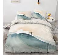 QEODAH Parure de Lit 220x240 Surf - Housse de Couette 2 Personnes Motif Surfer, Ensemble de Literie Imprimée en Microfibre Douce avec Fermeture éclair, 2 taies d'oreiller 65x65 cm
