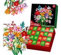 QEOTOH Advent Calendar 2024 for Kids Adults Teens, 24 Days Flower Bouquet Building Blocks Christmas Countdown Calendar, Christmas Building Toy Set Gift Box for Boys Girls, Age 6+ (Daisy)