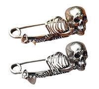 QEOTOH Mystical Skull Pin Brooch-Gothic Style Jewelry, 2 Pack Retro Skull Lapel Pin, Punk Alloy Skull Head Brooches Pin for Clothes Bags Hats, Halloween Jewelry Gift for Women Men (Gold+Silver)