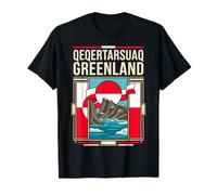 Qeqertarsuaq Drapeau du Groenland Arctic Falaises Icebergs Art rétro T-Shirt