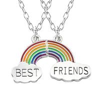 QEQSHQO 2 Pcs BFF Colliers D'amitié Meilleurs Amis Filles Arc-en-Ciel Bijoux Pendentif pour Filles Cadeaux d'anniversaire Pendentif Chaîne Cadeaux BFF