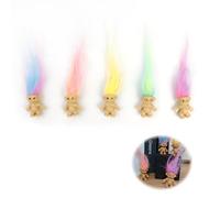 QEQSHQO 5 pièces Mini-poupées Trolls, Trolls Vintage en PVC, poupée Porte-Bonheur, Mini-Figures d'action, Charmante Collection de Petits Gars Mignons (3 cm)