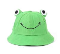 QEQSHQO Bob Enfant Amusant, Chapeau Grenouille, Chapeau d'Été Mignon en Coton, Bob pour Enfants, Vert (53-55 cm)