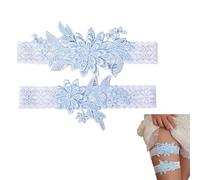 QEQSHQO Jarretière Mariée Femme Lot de 2 Bleu Dentelle Fleurie - "Quelque chose de Bleu" pour un Mariage Inoubliable, Accessoire Élégant et Confortable