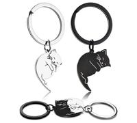 QEQSHQO Lot de 2 pendentifs chat coeur séparable en acier inoxydable, cadeau d'amitié, amour et anniversaire pour son petit ami