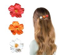 QEQSHQO Lot de 3 barrettes en forme de fleur hawaïenne pour femme - Plumeria - Hibiscus - Pinces artificielles, pince pour vacances, fête à la plage, piscine, croisière, séance photo