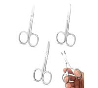 QEQSHQO Lot de 3 Ciseaux à Cuticules & Ongles de Précision Incurvés, Ronds, Droits en Acier Inoxydable, Finition Satinée, pour Manucure, Pédicure, Sourcils & Peaux Mortes.