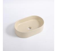 QeramiQ Arto vasque à poser - 49.5x31.5x13cm - cannelée - ovale - céramique - beige mat SW1413967