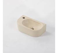 QeramiQ Blend Fontaine - 40x22x12cm - rainuré - demi-rond - trou de robinet à gauche - céramique - beige mat SW1522215