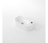 QeramiQ Blend Fontaine - 40x22x12cm - rainuré - semi-circulaire - trou de robinet à droite - céramique - blanc brillant SW1522208