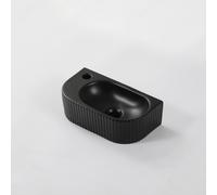 QeramiQ Blend Lave-Mains - 40x22x12 cm - Gauche - Strié - demi-lune - avec 1 trou de robinet - Céramique - Noir mat 8715RMB