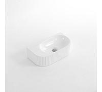 QeramiQ Blend Lave-Mains - 40x22x12 cm - Strié - demi-lune - sans trou de robinet - Céramique - Blanc brillant SW1210754