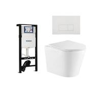 QeramiQ Dely Ensemble WC - 36.3x51.7cm - cuvette profonde - rimless - Geberit UP320 plieger réservoir encastré - abattant WC softclose - plaque de commande blanche brillante - boutons rectangulaires -