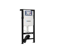 QeramiQ Dely Ensemble WC - 36.3x51.7cm - cuvette profonde - rimless - Réservoir encastré avec mécanisme de chasse Geberit UP320 - abattant WC à fermeture douce - plaque de commande noire mate - bouton