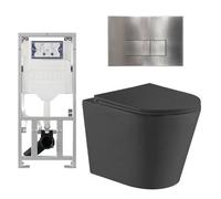 QeramiQ Dely Ensemble WC - 36,3x51,7cm - cuvette profonde - sans bride - réservoir encastré Geberit UP320 - avec cadre Burda - abattant WC softclose - plaque de commande steel - boutons rectangulaires
