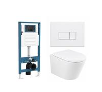 QeramiQ Dely Ensemble WC - réservoir encastré Qeramiq Flush - abattant 35mm - plaque de commande en plastique blanc brillant - boutons rectangulaires - blanc brillant SW1026255/SW1448813/SW1159505/SW7