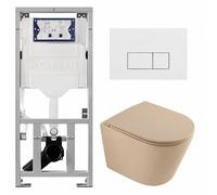 QeramiQ Dely Pack WC - 36,3x51,7cm - à fond creux - sans bride - réservoir encastré Geberit UP320 - abattant WC à fermeture douce - plaque de déclenchement blanche brillante - boutons rectangulaires -