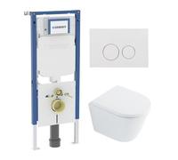 QeramiQ Dely Pack WC - 36.3x51.7cm - à fond creux - sans bride - réservoir encastré Geberit UP720 - abattant WC softclose 35 mm - plaque de déclenchement gunmetal - boutons ronds - beige mat SW1026255