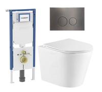 QeramiQ Dely Pack WC - 36,3x51,7cm - à fond creux - sans bride - réservoir encastré Geberit UP720 - abattant WC softclose 35 mm - plaque de déclenchement anthracite mat - boutons rectangulaires - blan