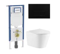 QeramiQ Dely Pack WC - 36,3x51,7cm - à fond creux - sans bride - réservoir encastré Geberit UP720 - abattant WC softclose 35 mm - plaque de déclenchement blanche brillante - boutons rectangulaires - n