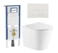 QeramiQ Dely Pack WC - 36.3x51.7cm - à fond creux - sans bride - réservoir encastré Geberit UP720 - abattant WC softclose 35 mm - plaque de déclenchement anthracite mat - boutons rectangulaires - blan