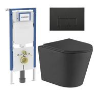 QeramiQ Dely Pack WC - 36.3x51.7cm - à fond creux - sans bride - réservoir encastré Geberit UP720 - abattant WC softclose 35 mm - plaque de déclenchement taupe - boutons ronds - blanc mat SW1026253/SW