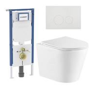 QeramiQ Dely Pack WC - 36.3x51.7cm - à fond creux - sans bride - réservoir encastré Geberit UP720 - abattant WC softclose 35 mm - plaque de déclenchement taupe - boutons rectangulaires - blanc brillan
