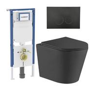QeramiQ Dely Pack WC - 36,3x51,7cm - à fond creux - sans bride - réservoir encastré Geberit UP720 - abattant WC softclose 35 mm - plaque de déclenchement taupe - boutons rectangulaires - blanc mat SW1