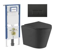 QeramiQ Dely Pack WC - 36.3x51.7cm - à fond creux - sans bride - réservoir encastré Geberit UP720 - abattant WC softclose 35 mm - plaque de déclenchement mat anthracite - boutons ronds - mat blanc SW1