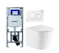 QeramiQ Dely Pack WC - réservoir encastré Geberit UP320 - plaque de déclenchement blanche - WC - Abattant WC - blanc mat 0701131/0700518/SW1000766/SW1026254