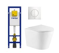 QeramiQ Dely Pack WC - réservoir encastré Wisa - plaque de déclenchement blanche - WC - abattant - blanc brillant 0704406/sw543431/