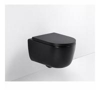 QeramiQ Dely Swirl Pack WC - 36.5x53cm - réservoir encastré Wisa XS - abattant mince - plaque de commande blanche - boutons ronds - noir mat 0704406/SW1000768/SW1026258