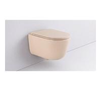 QeramiQ Dely Swirl Pack WC - 36,5x53cm - réservoir encastré Wisa XS - abattant mince - plaque de commande blanche - boutons ronds - beige 0704406/SW1000770/SW1026259