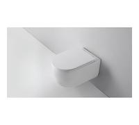 QeramiQ Dely Swirl WC suspendu - 36.5x53cm - à fond creux - sans bride - abattant slim - blanc brillant SW1026256/SW1000766