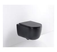 QeramiQ Dely Swirl WC suspendu - 36.5x53cm - à fond creux - sans bride - abattant slim - noir mat SW1026258/SW1000768