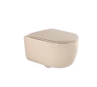 QeramiQ Dely Swirl WC suspendu - 36.5x53cm - à fond creux - sans bride - avec abattant slim - beige SW1026258/SW1000770
