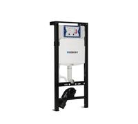 QeramiQ Dely Toiletset - 36.3x51.7cm - cuvette profonde - rimless - réservoir encastré avec mécanisme de chasse Geberit UP320 - abattant WC à fermeture douce - plaque de commande noire mate - boutons