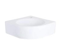 QeramiQ Fuente ensemble de lavabo - 30x30x10cm - 1 trou de robinet - d'angle - céramique - robinet de lavabo cuivre - blanc brillant SW970033/SW799405/SW799403/SW679885