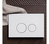 QeramiQ Push Plaque de commande - pour réservoir encastré Geberit UP320 - double chasse - boutons ronds - matière synthétique blanc brillant