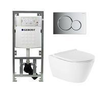 QeramiQ Salina Pack WC - sans bride - à fond creux - abattant à fermeture douce - abattant à déclipsage rapide - plaque de déclenchement Geberit Sigma01 brillant chromé - blanc 0701131/0700519/sw96855