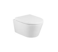 QeramiQ Urby WC suspendu - compact - sans bride - 35 x 48,3 cm - avec abattant softclose - blanc brillant sw1030602/sw439182