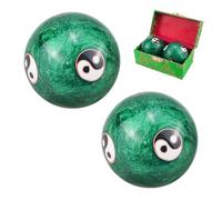 Qerutk 1 paire de balles de baoding en marbre massif, balles de massage chinoises pour les mains de Tai Chi, balles de méditation avec boîte, balles d'exercice Qi Gong en jade, pour la circulation