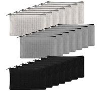 Qerwsdty 21 Pièces Bricolage Trousse à Crayons en Tissu Vierge avec Fermeture Éclair pour Les Devoirs de Bricolage, Le Maquillage, Le Sac de Documents